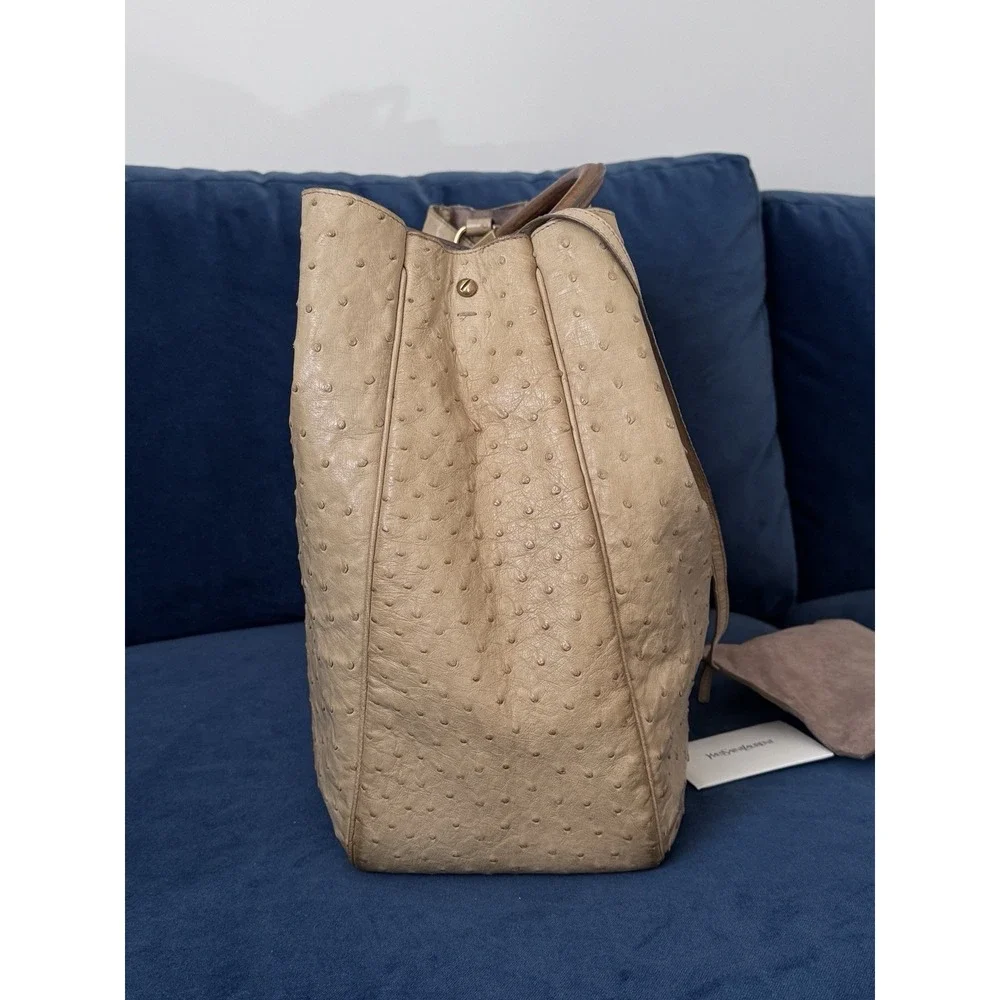 Yves Saint Laurent Roady Yellow ostrich Leather Slouchy Hobo bag